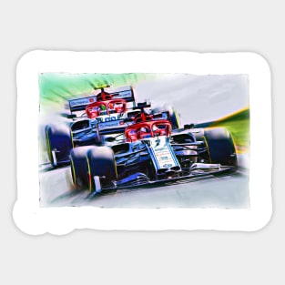 Kimi and Antonio on the race track Sticker